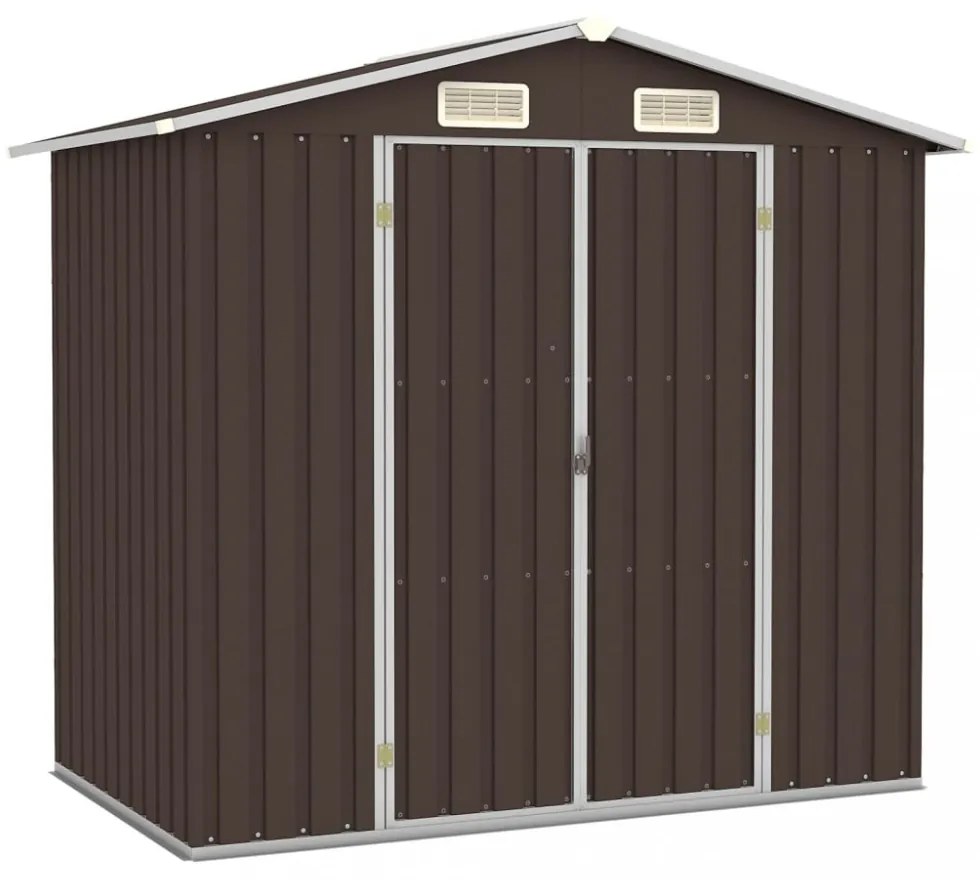 barna horganyzott acél kerti fészer 205 x 129 x 183 cm