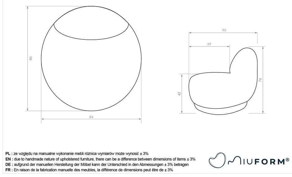 Bézs fotel Ovo – Miuform
