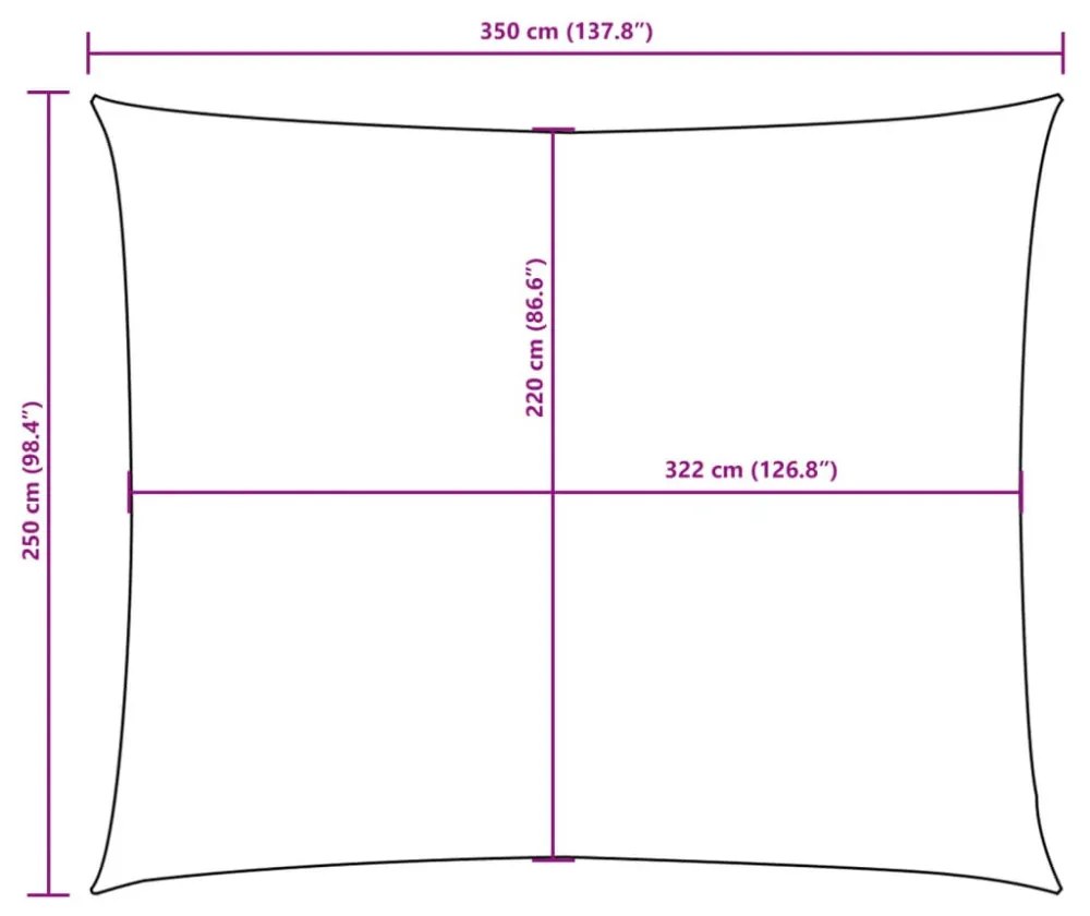 antracitszürke téglalap alakú oxford-szövet napvitorla 2,5x3,5m
