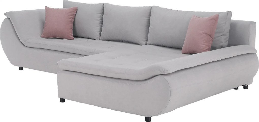 Ülőgarnitúra, világosszürke/púderrózsaszín, szövet, jobbos, BRATO