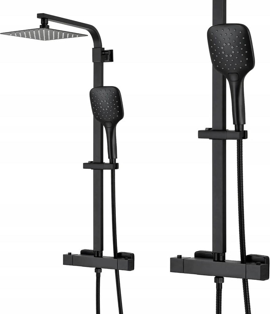 Fekete zuhanyoszlop zuhanyfejjel és csapteleppel Fali zuhanyszett