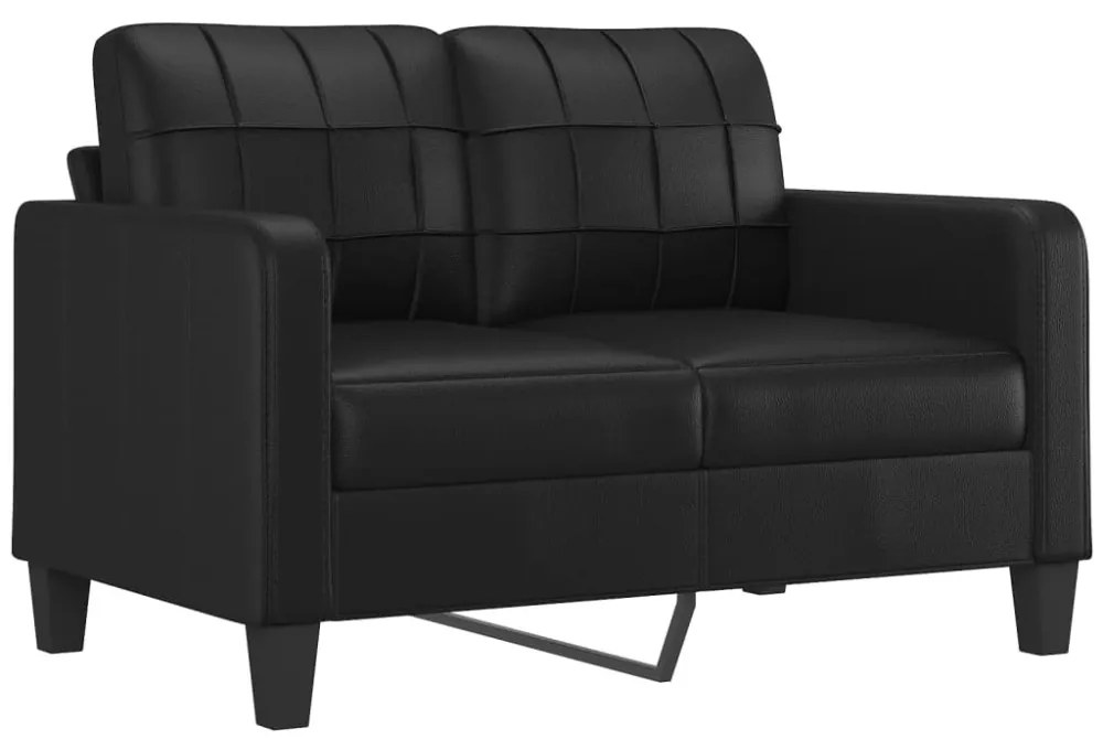 2 személyes fekete műbőr kanapé 120 cm