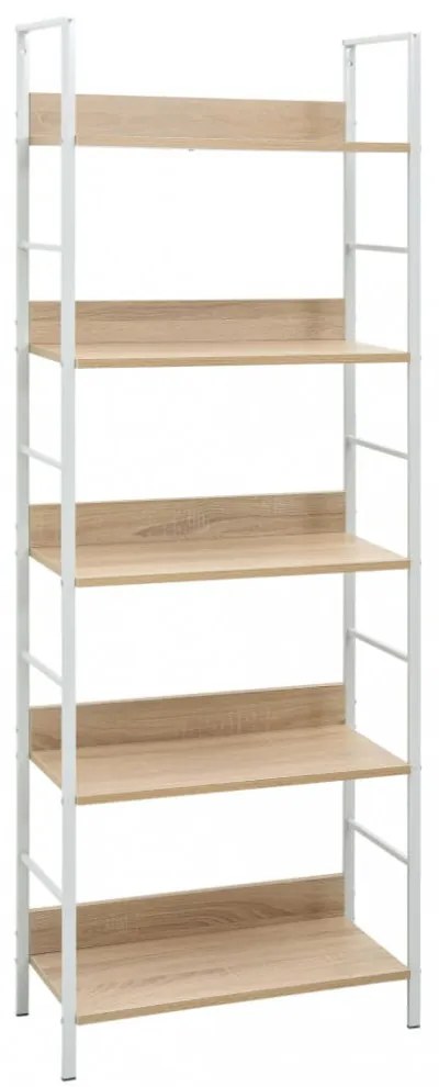 5 szintes tölgyszínű szerelt fa könyvespolc 60x27,6x158,5 cm