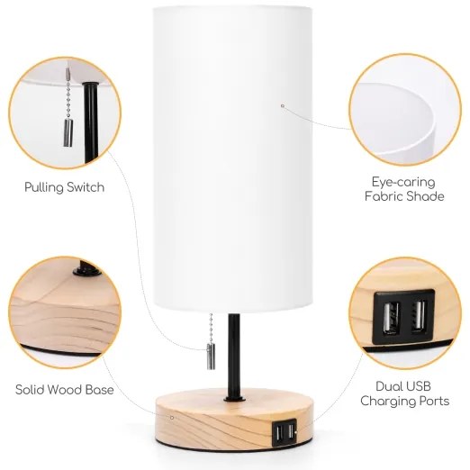 Aigostar - Asztali lámpa USB-porttal 1xE27/40W/230V fekete/krém