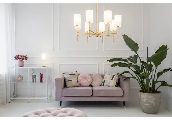 Argon 5055 - Csillár rúdon ABRUZZO 8xE14/7W/230V sárgaréz/zöld