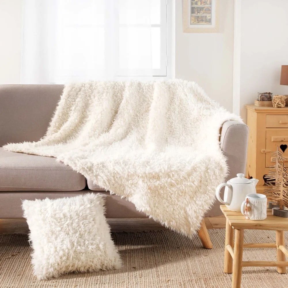 Fehér műszőrme takaró 125x150 cm Mouton – douceur d'intérieur