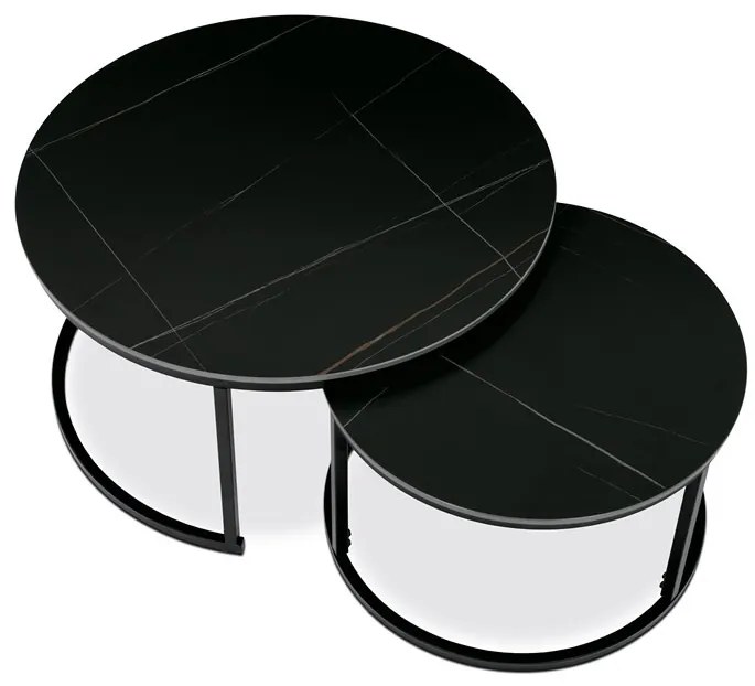 Dohányzóasztal 80×80×43 cm, szinterezett kerámia, márvány, AHG-404 BK