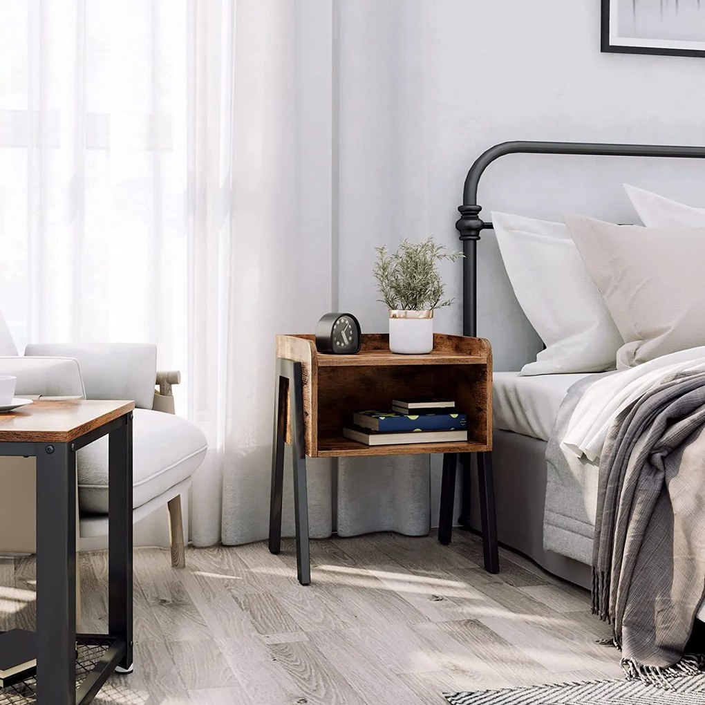 Éjjeliszekrény nyitott polccal, rusztikus barna 46x35x51 cm