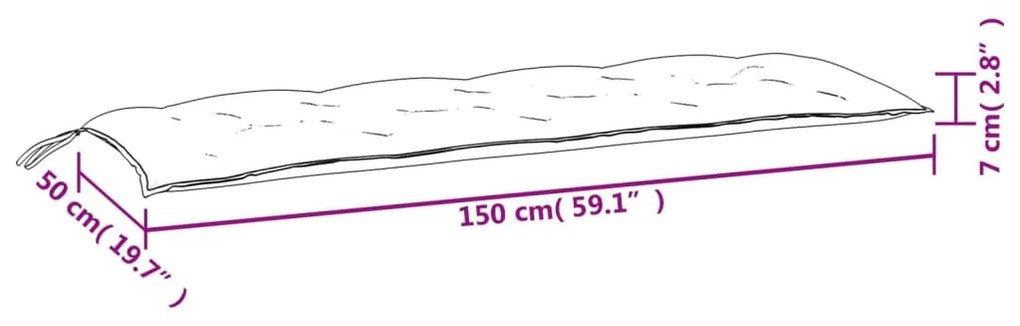 2 db melange krémszínű szövet kerti padpárna 150 x 50 x 7 cm