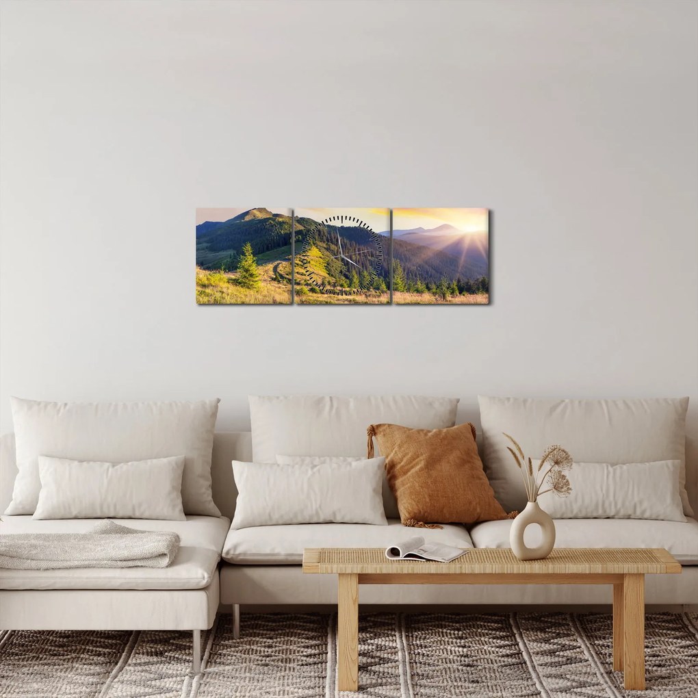 Kép - Erdei táj (órával) (90x30 cm)