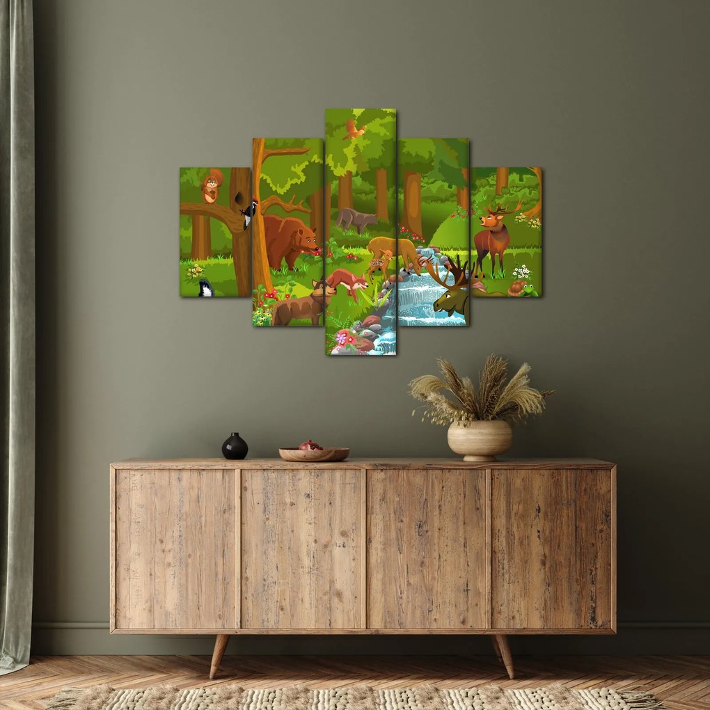 Gyermek kép állatokkal (150x105 cm)