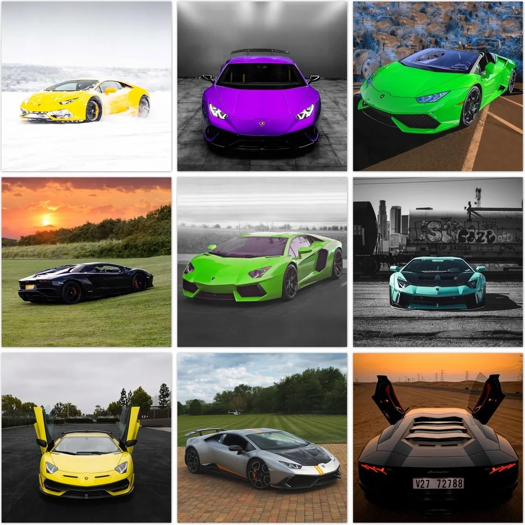 Poszter szett 9x 30x30 Mix Sportautók