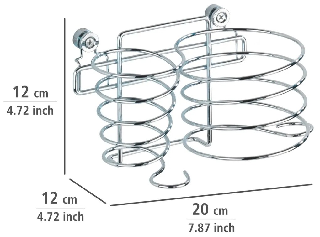 Hajszárító tartó és tányér, Wenko, Classic, 20 x 12 x 12 cm, rozsdamentes acél