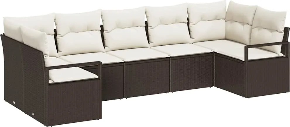 vidaXL Kanapé Szett párnával 7 pcs Barna polirattan