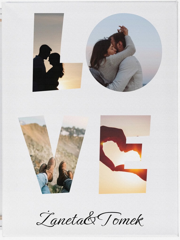 Vászonkép Ajándék Valentin nap Évforduló Képeink Love felirat