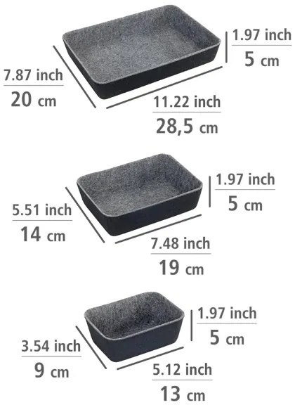 WENKO 64502100 - FELT fiókrendező, 28,5 x 20 cm, szürke