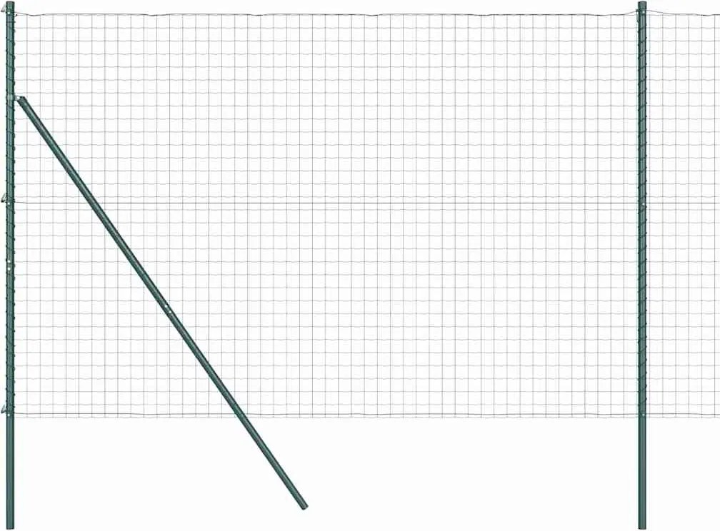 vidaXL Kerítés oszlopokkal Zöld 1,5 x 10 m Acél és PVC