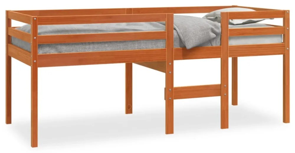 viaszbarna tömör fenyőfa magasított ágy 75x190 cm