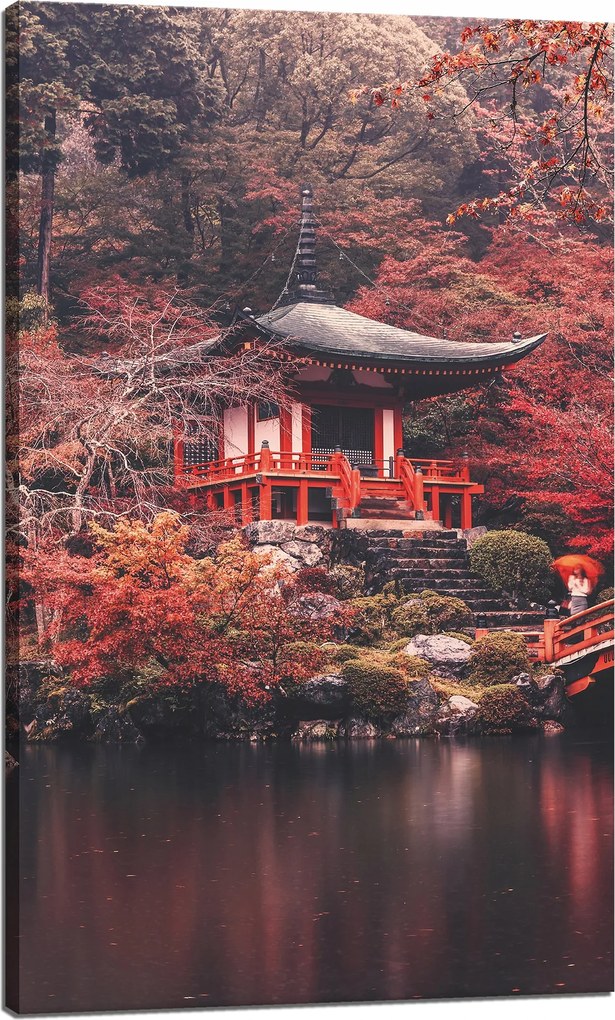 Vászonkép Fák Színes Japán Stílus Nyugalom 60x100 cm