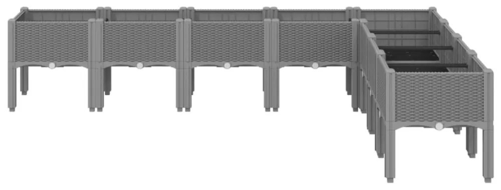 világosszürke PP rácsos kerti ültetőláda 200 x 160 x 42 cm
