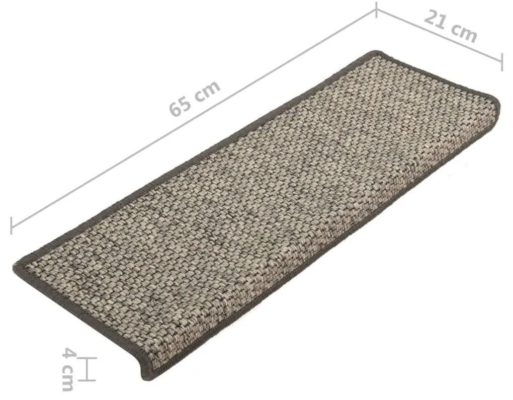 15 db szürke-bézs öntapadó lépcsőszőnyeg 65x21x4 cm