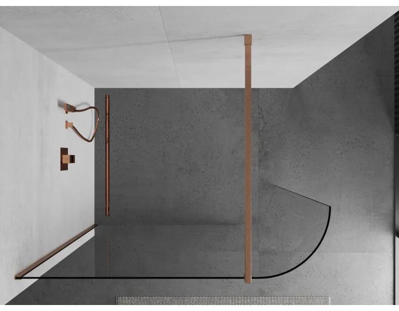 Mexen Kioto, Walk-In zuhany paraván 80 x 200 cm, 8 mm átlátszó üveg, réz matt profil, 800-080-101-65-06