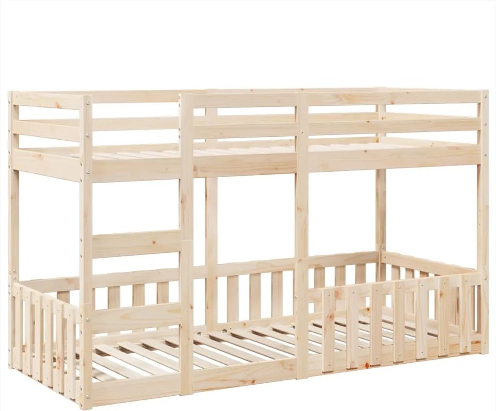vidaXL tömör fenyőfa emeletes ágy 90 x 200 cm