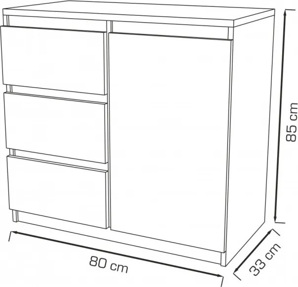 Washington 3S1F Komód Fehér