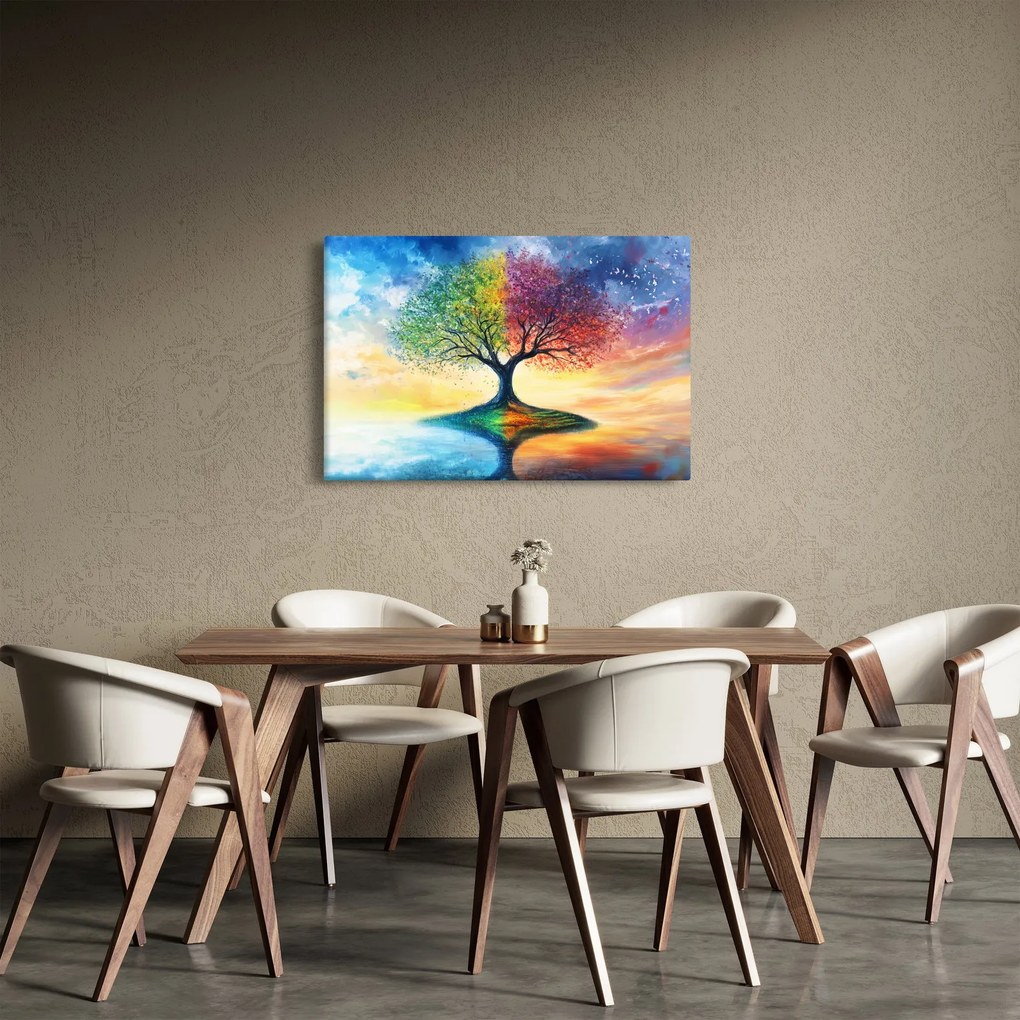 Kép – Évszakok festett fája (90x60 cm)