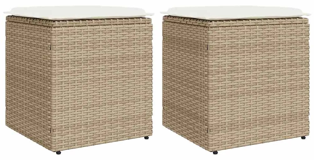 vidaXL 2 db bézs polyrattan kerti szék párnával 40x40x43 cm