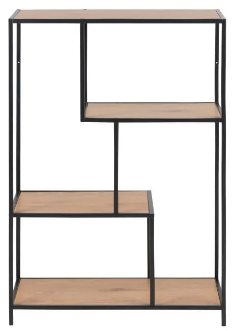 Fekete-natúr színű könyvespolc tölgyfa dekorral 77x114 cm Seaford – Actona