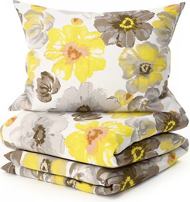 Mikroszálas ágyneműhuzat FEONELLE sárga-szürke Ágyneműhuzat mérete: 2 db 70 x 90 cm | 200 x 220 cm