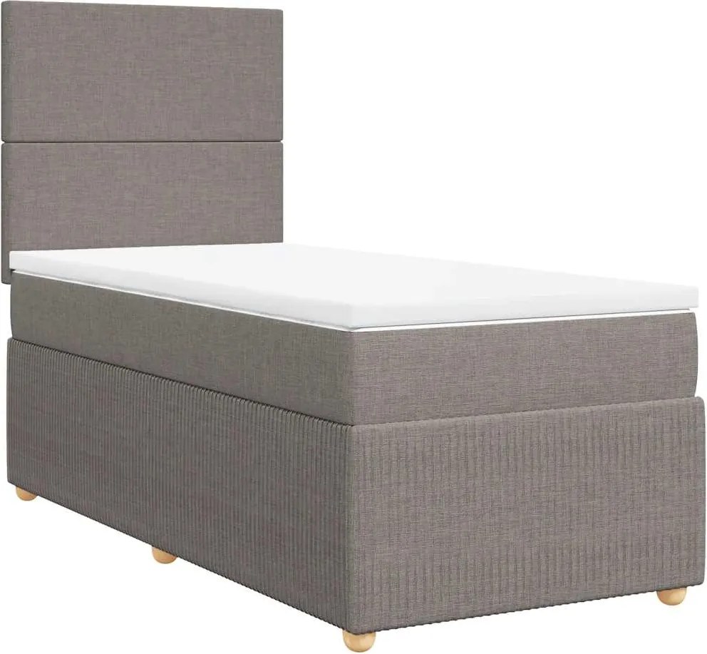 vidaXL tópszínű szövet rugós ágy matraccal 90 x 200 cm