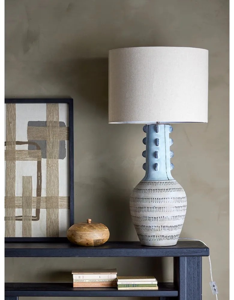 Világoskék asztali lámpa textil búrával (magasság 90 cm) Gadiela – Bloomingville