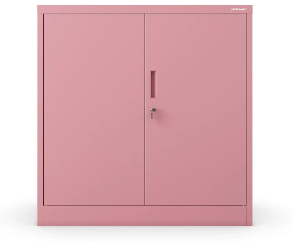 Alacsony fém irattartó szekrény BEATA, 900 x 930 x 400 mm, Fresh Style: púderrózsaszín