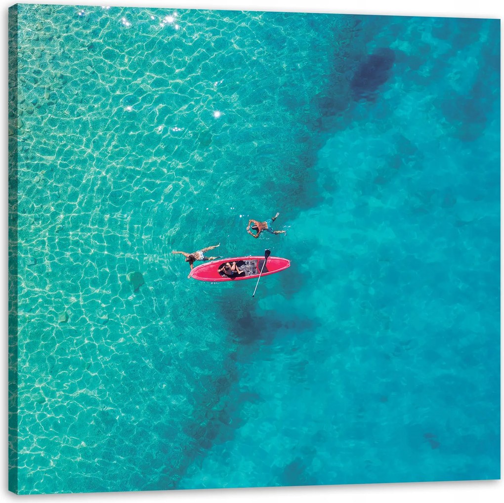 Vászonkép Kajak Emberek Nap Víz Nyaralás 90X90 cm