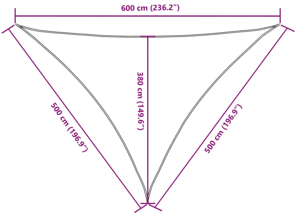 sötétzöld háromszögű oxford-szövet napvitorla 5 x 5 x 6 m