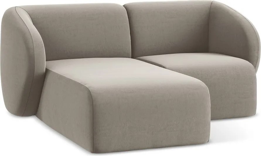 Világosbarna bársony sarokkanapé (bal oldali-heverő résszel) Lani – Makamii