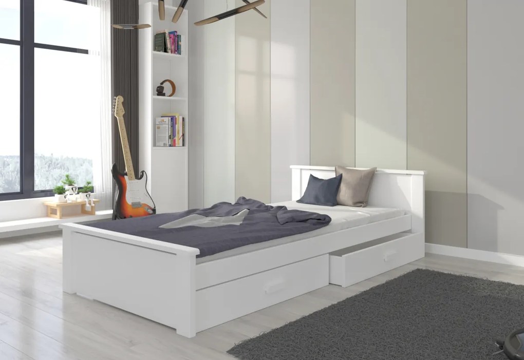 ALDEXO ágy, 180x80, fehér