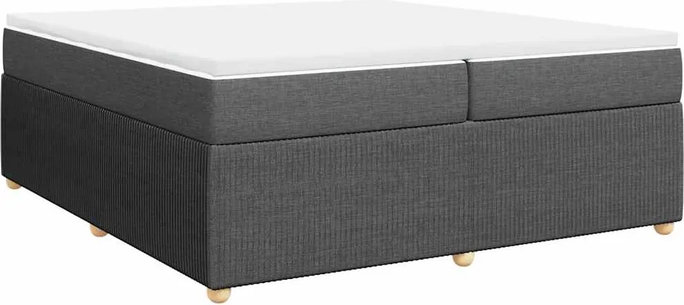 vidaXL sötétszürke szövet rugós ágy matraccal 200 x 200 cm