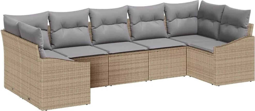 vidaXL Kanapé Szett párnával 7 pcs Bézs polirattan