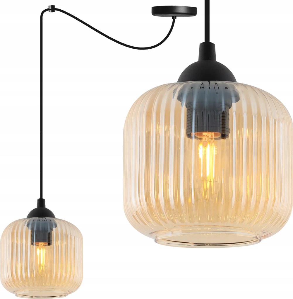 Függőlámpa Mennyezeti Csillár Pók Loft Bordázott Mézszínű Glamour Lámpabúra