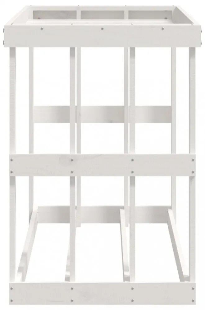 fehér tömör fenyőfa kültéri rönktároló 108x52x74 cm