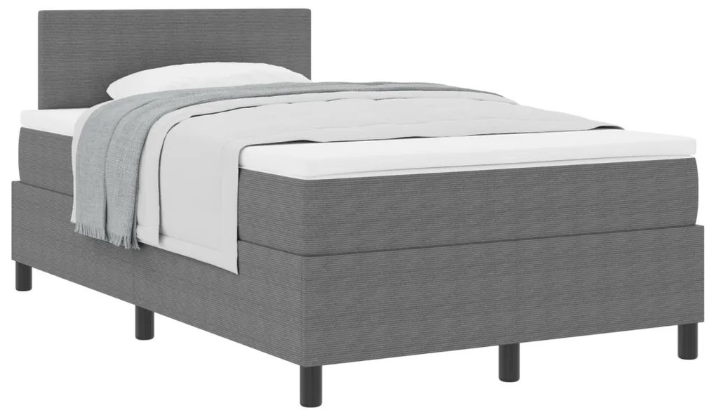 Box Spring Ágy Matraccal Világosszürke 120x200 cm Kordbársony Szövet