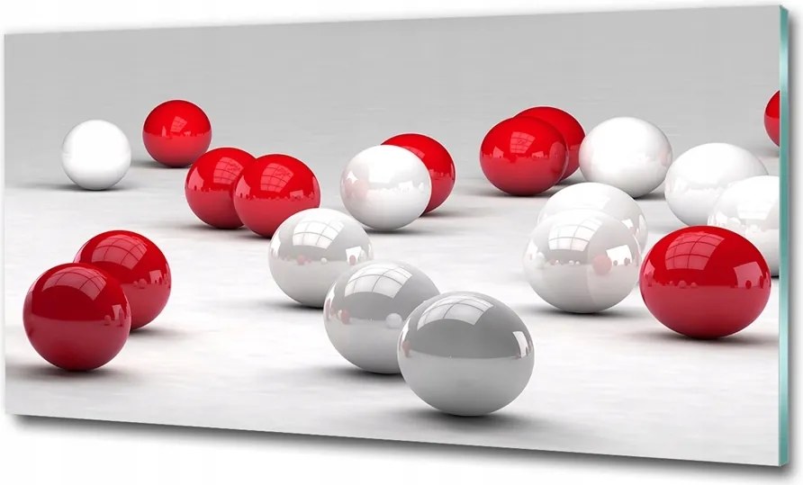 Fotó üvegkép Piros-fehér gömbök 100x50