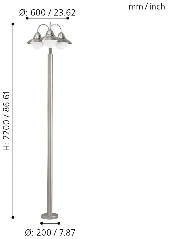 Eglo Sidney 83971 kültéri állólámpa, 3x60W E27