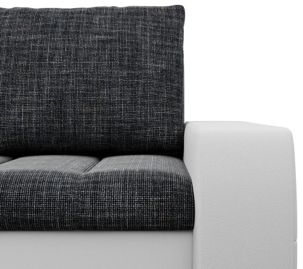 Toronto sarokkanapé, 2 ágyneműtartóval, fonott + műbőr, baloldali, sötétszürke - fehér