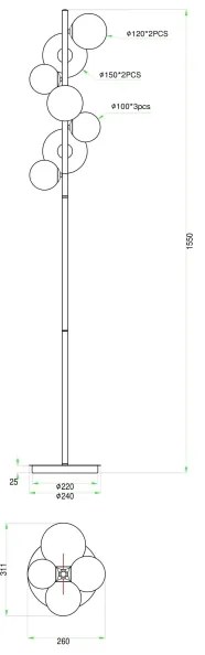 Wofi 3014-705W - LED Állólámpa VILLA 7xG9/3W/230V fekete