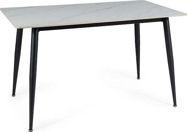 Étkezőasztal RION 130x70 cm kerámia lappal, fehér márvány