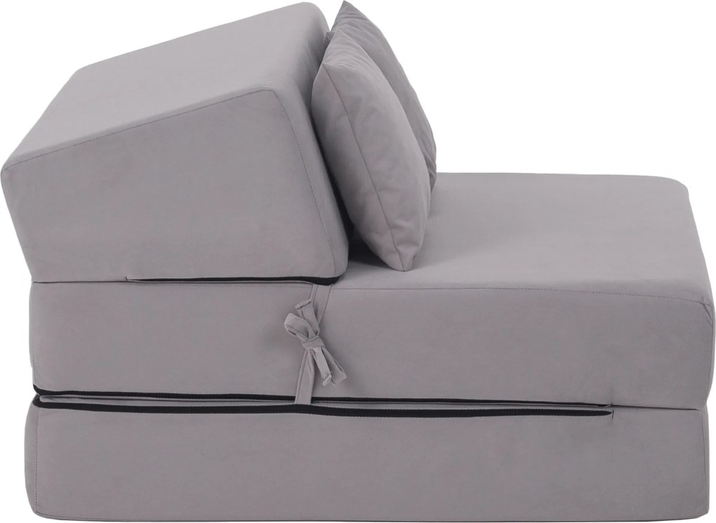 Összecsukható matrac/fotel, 2v1, világosszürke, PELOS